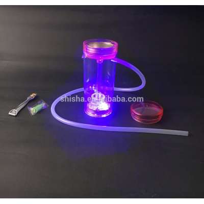 Good quality small acrylic hookah cheap plastic shisha with led light for hookah loung