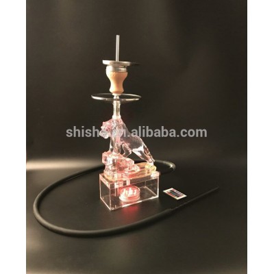 Good quality Kaya outdoor picnic BBQ travel acrylic shisha cheap plastic animal hookah with led light